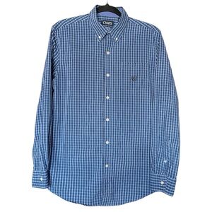 Chaps | Men’s Stretch Long Sleeve Blue Plaid Button Down Shirt | Size M | EUC